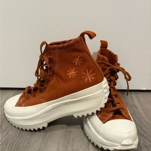 Converse Women's High-Top Sneakers in Orange and White